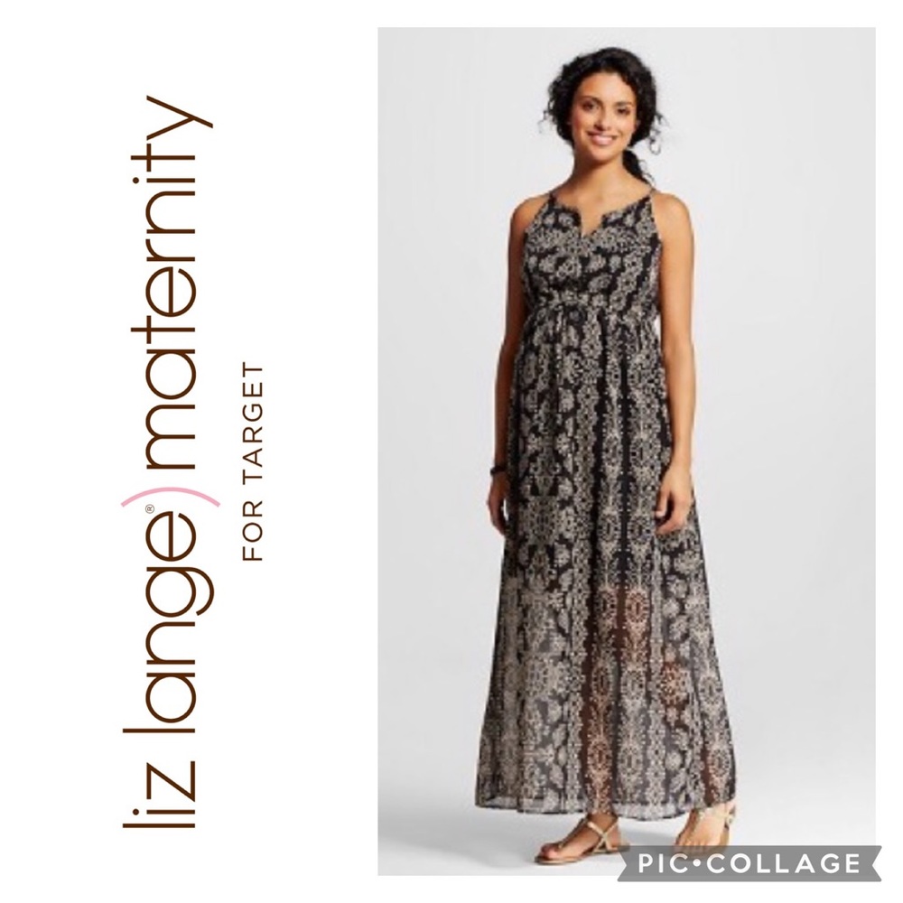 LIZ LANGE MATERNITY Sheer Maxi Dress Small